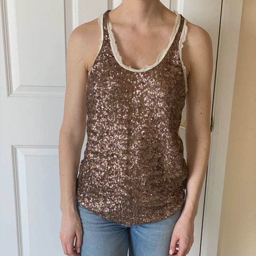 Wilfred (Aritzia) 100% Silk Gold Sequin Top XXS